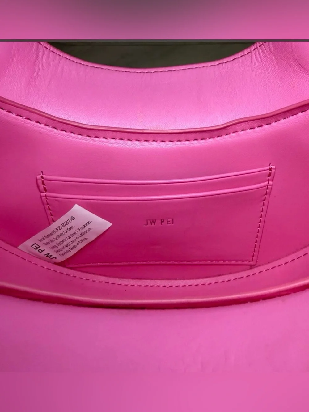 JW PEI Hot Pink Croc-Embossed Crescent Shoulder Bag with Chain Strap